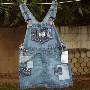 Oshkosh B'gosh Denim Overall Dress with a Patchwork Design 3T
